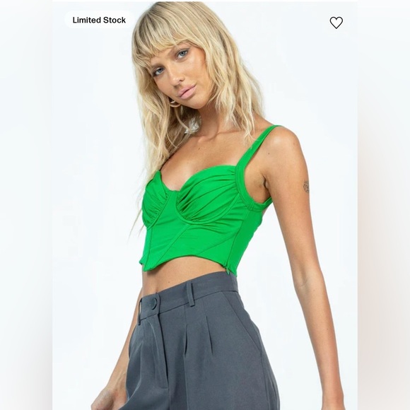 Princess Polly Camila Bustier Cropped Tank Top in Green US Size 6 - Picture 4 of 9